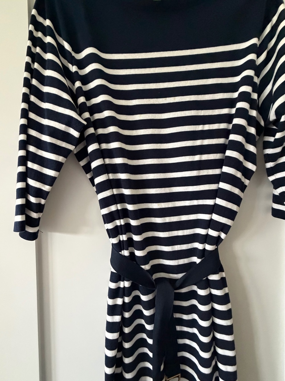 Lauren Ralph Lauren Navy and White Striped Midi Dress